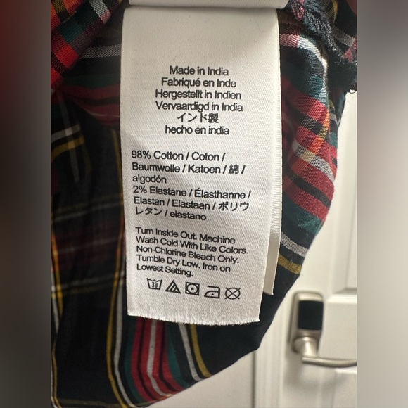 Tartan cotton poplin top with jewel buttons - Picture 4 of 5